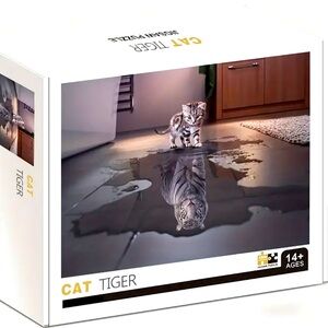 1000 piece jigsaw puzzle - cat kitten sees itself as a tiger